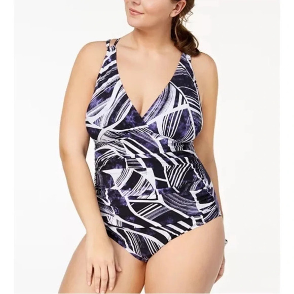 LA BLANCA One Piece Bali Hai Underwire Tummy-Control One-Piece Swimsuit Size 4 - Picture 2 of 11